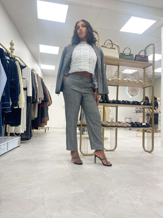 Pantalon droit à sequin