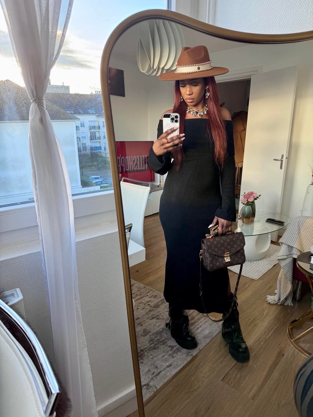 Robe pull avec col bateau