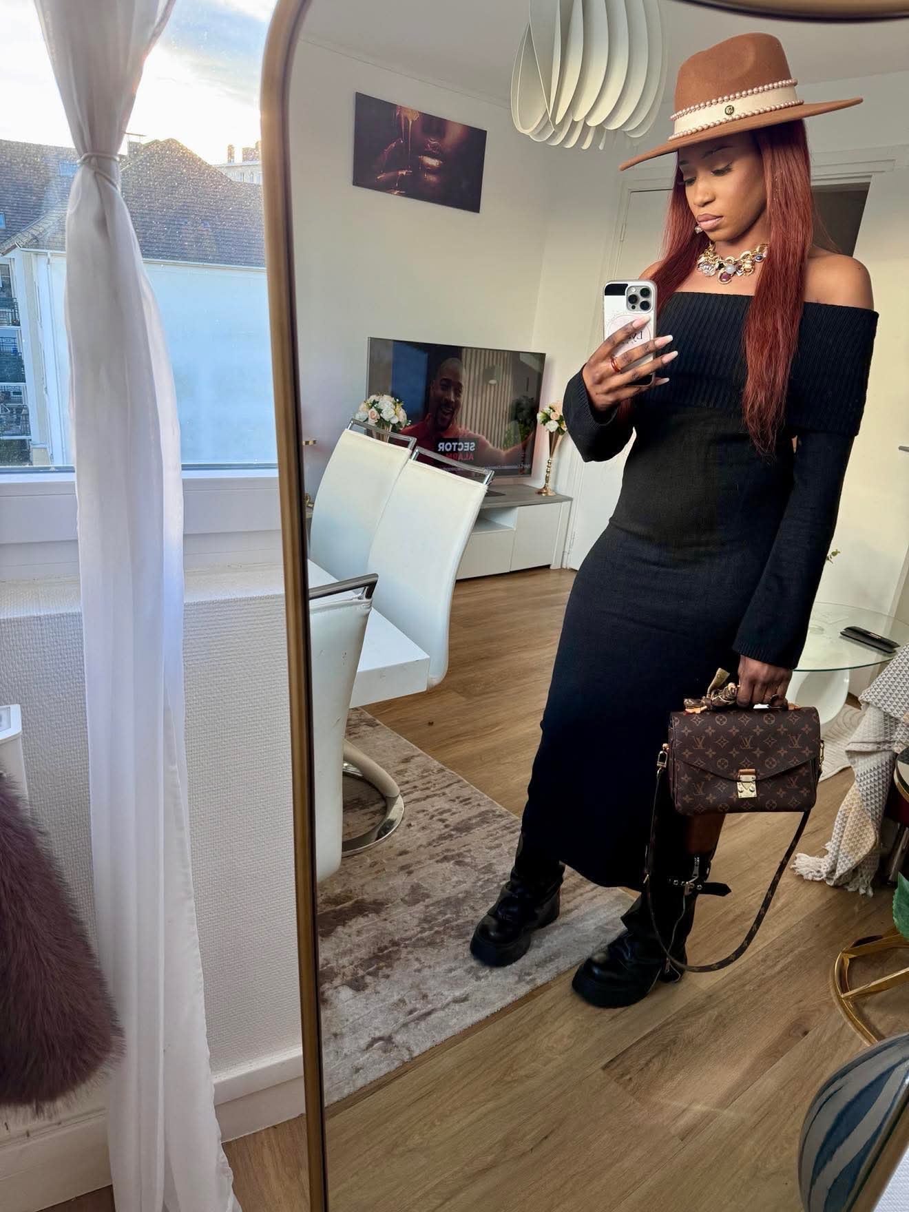 Robe pull avec col bateau