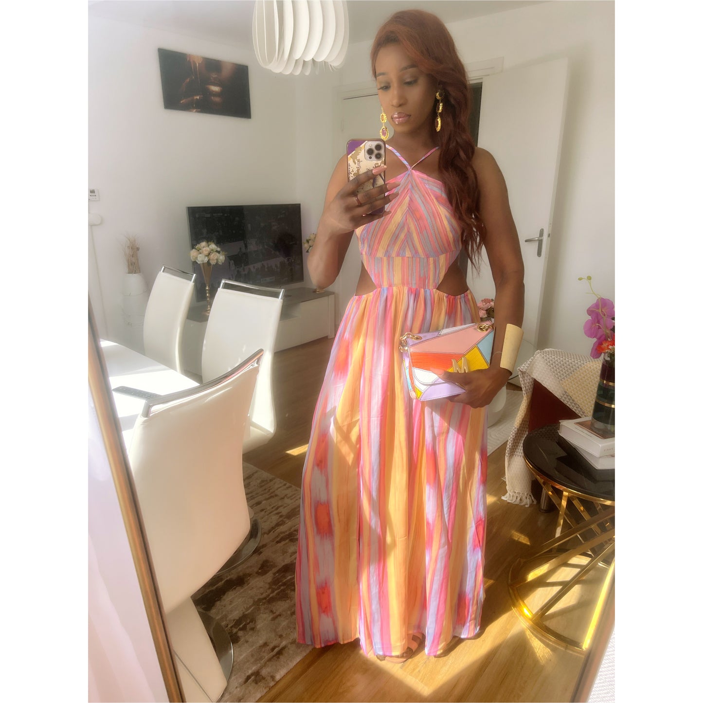 Robe longue multicolore