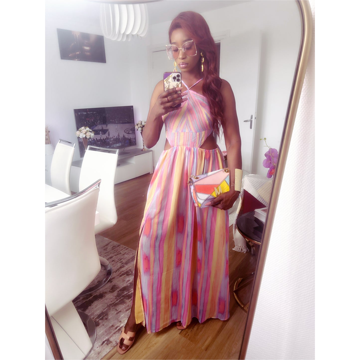 Robe longue multicolore